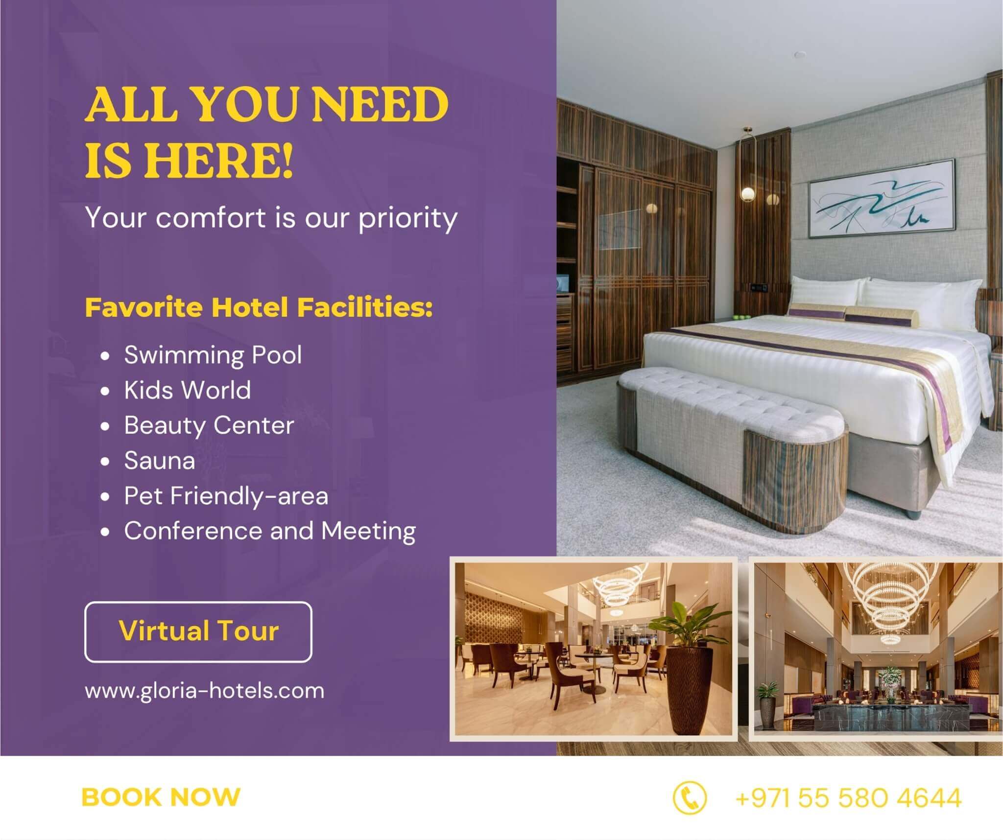 purple color hotel flyer