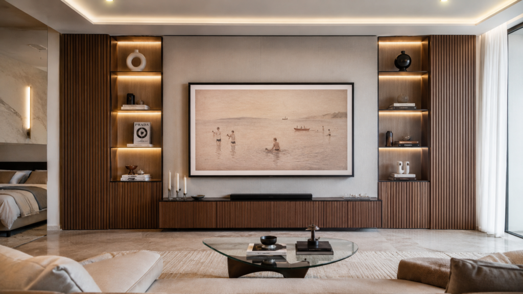 Bright open-plan living room in a Dubai Hills villa with floor-to-ceiling windows and natural light